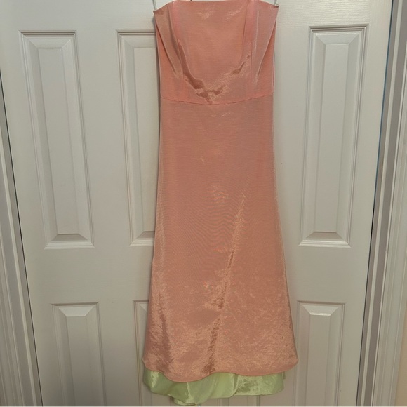 NWT Kathlin Argiro Atelier Pink Strapless Taffeta Gown with Pistachio Sash - Picture 10 of 16
